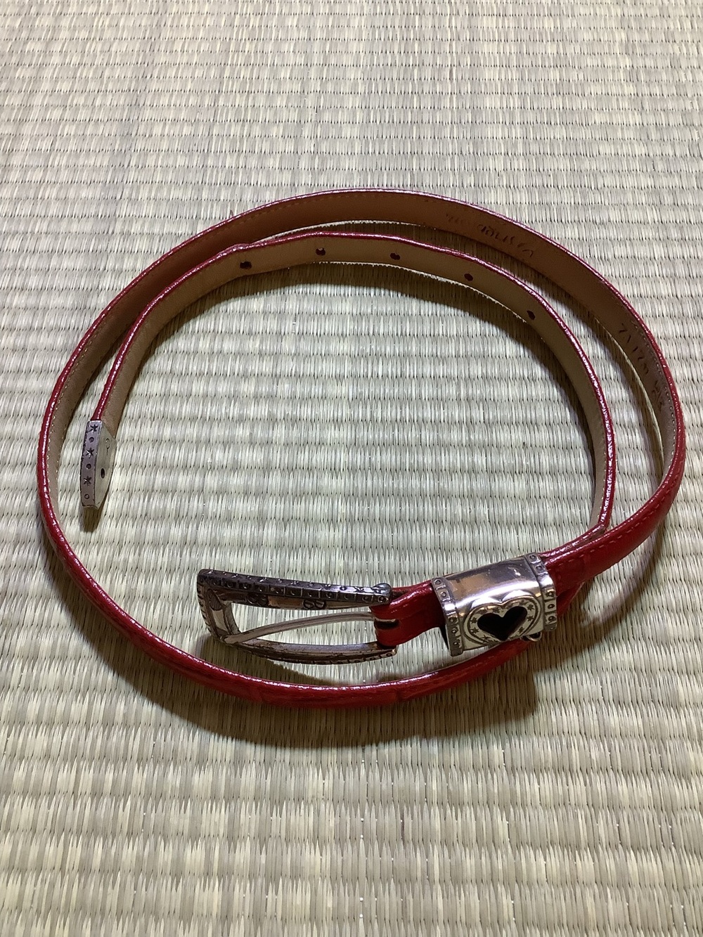 Brighton Red Skinny Belt Heart Charm Buckle